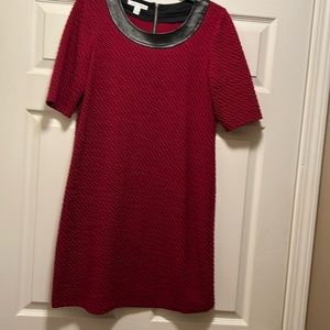 London Times Women’s Burgundy Textured Polyester Blend Dress Size 10 EUC